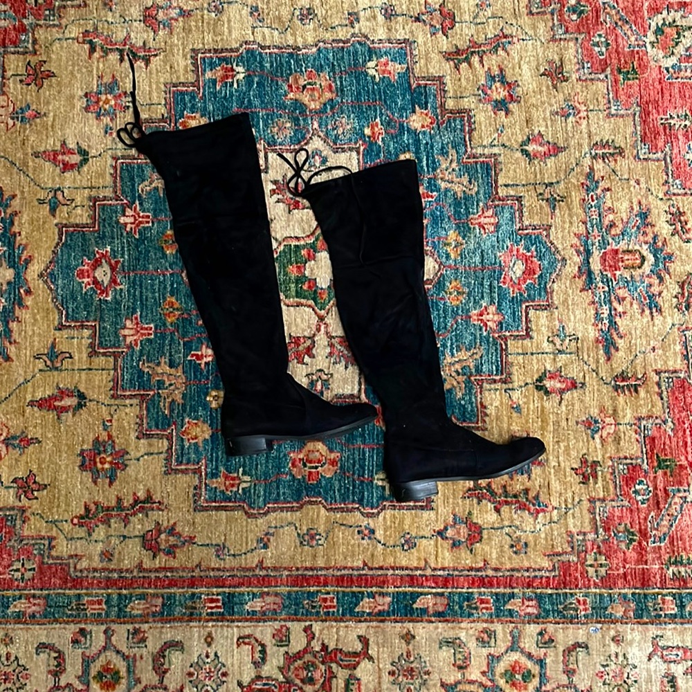 Black Faux Suede Over the Knee Boots Size 39